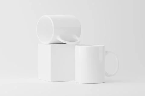 Ceramic Mug Cup For Coffee Tea White Blank 3D Rendering Mockup Stock Photos