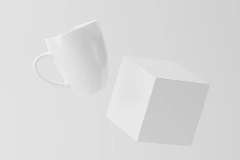 Ceramic Mug Cup For Coffee Tea White Blank 3D Rendering Mockup Stock Photos