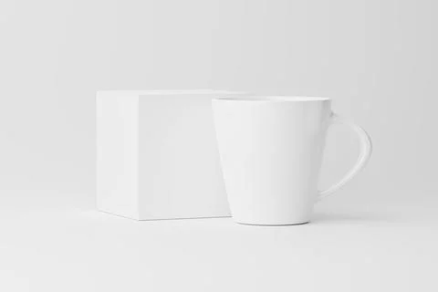 Ceramic Mug Cup For Coffee Tea White Blank 3D Rendering Mockup Stock Photos