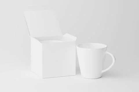 Ceramic Mug Cup For Coffee Tea White Blank 3D Rendering Mockup Stock Photos