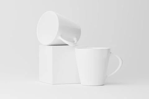 Ceramic Mug Cup For Coffee Tea White Blank 3D Rendering Mockup Stock Photos