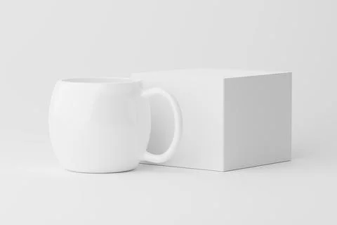 Ceramic Mug Cup For Coffee Tea White Blank 3D Rendering Mockup Stock Photos