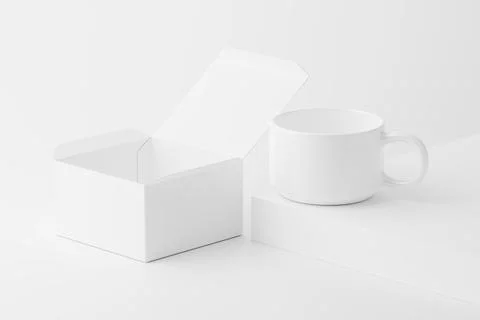 Ceramic Mug Cup For Coffee Tea White Blank 3D Rendering Mockup Stock Photos