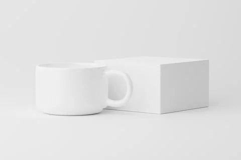 Ceramic Mug Cup For Coffee Tea White Blank 3D Rendering Mockup Stock Photos