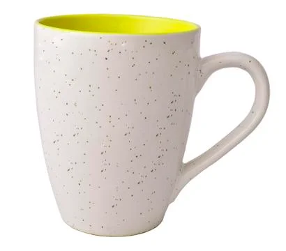Ceramic mug with dots texture isolated on white background Stock Photos