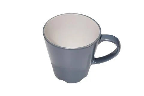 Ceramic mug with one gray handle. on a white background Stock Photos