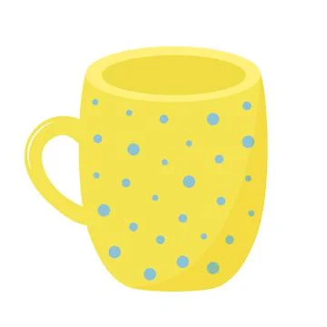 Ceramic mug with ornament. Decorative kitchen tool, household utensil. Stock Illustration
