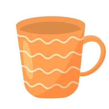 Ceramic mug with ornament. Decorative kitchen tool, household utensil. Stock Illustration