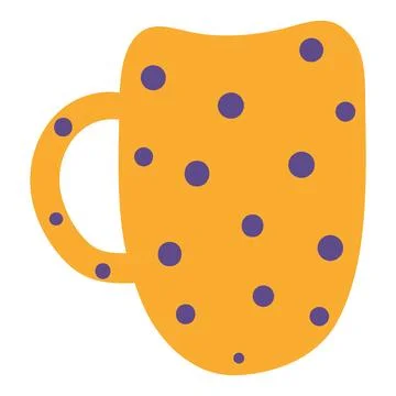 Ceramic mug with polka dots pattern isolated. Stock Illustration