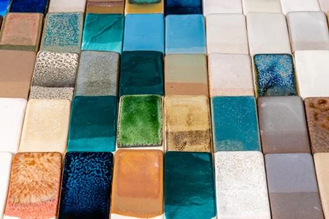 Ceramic multicolor tiles, geometric texture for decoration design, contempora Photos