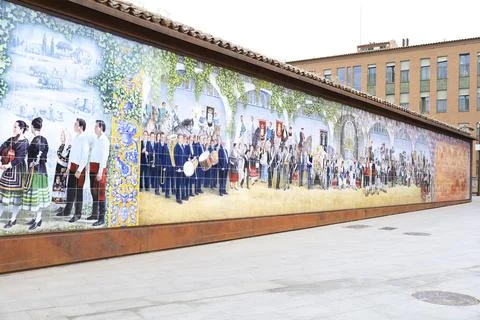 Ceramic Mural in Talavera de la Reina city, in Toledo province, Spain 写真素材