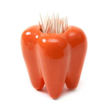 Ceramic orange stan for toothpicks Stock Photos