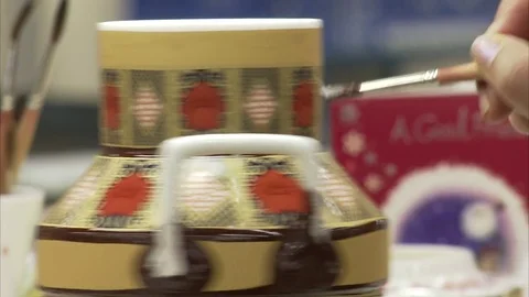 Ceramic paint in fabric Stock Footage 72953116