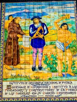 Ceramic Panel Temple Convent of Holy Trinity Puebla Mexico Stock Photos