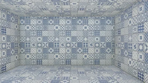Ceramic Patterned Tile Room Stock Footage 319883143