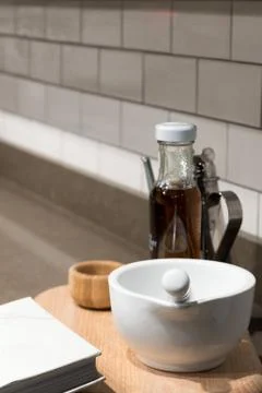 Ceramic Pestle &amp; Mortar 스톡 사진