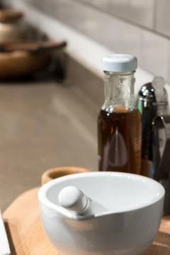 Ceramic Pestle &amp; Mortar Stock Photos