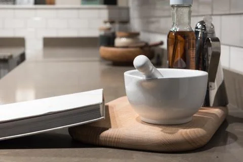 Ceramic Pestle &amp; Mortar Stock Photos