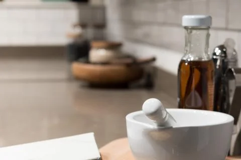 Ceramic Pestle &amp; Mortar Stock Photos