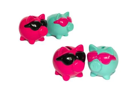 Ceramic piglets isolated on white Stock Illustration