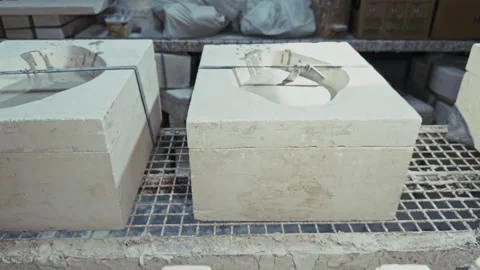 Ceramic Plaster Molds Waiting For Slip Casting In Studio Stock Footage 333595470
