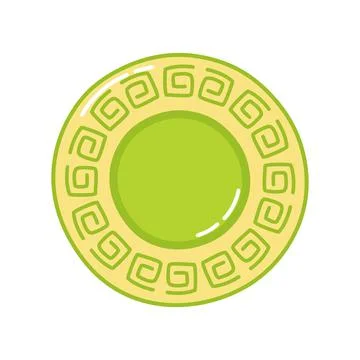 Ceramic plate. Kitchenware. Porcelain dish with decorative element. Hand draw Stock Illustration