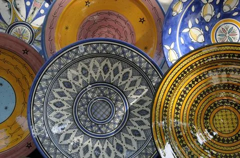 Ceramic Plates, Cours Mirabeau Market, Aix-en-Provence, Provence-Alpes-Cte d' Stock-Fotos