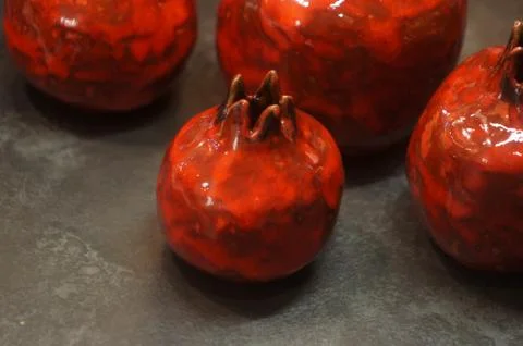 Ceramic pomegranates Stock Photos