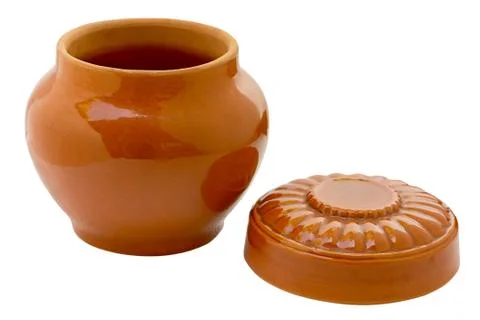 Ceramic pot for cooking roasts. Stock Photos