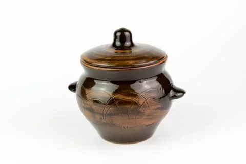Ceramic pot isolated on white background. Foto stock