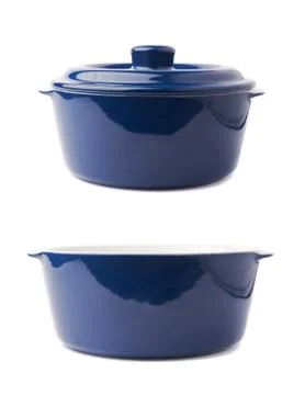 Ceramic pot pan isolated over white background Stock Photos