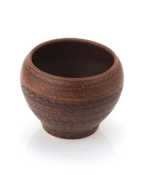 Ceramic pot on white Foto stock