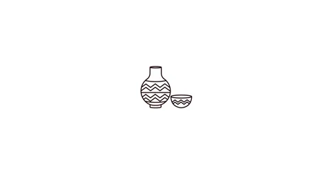 Ceramic Pottery Vase Set Line Icon Animation Stock Footage 346743628