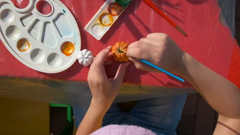 Ceramic pumpkin for party. Stock Footage 304752018