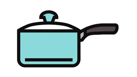 Ceramic saucepan kitchen cookware color icon animation Stock Footage 326099656