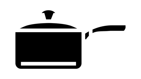 Ceramic saucepan kitchen cookware glyph icon animation Stock Footage 326157756