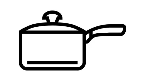 Ceramic saucepan kitchen cookware line icon animation Stock Footage 326135929