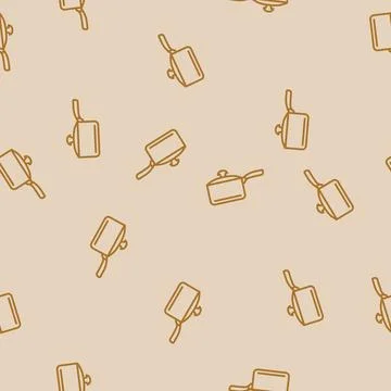Ceramic saucepan kitchen cookware line seamless pattern Stock Illustration