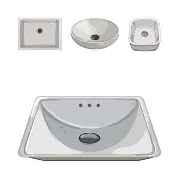 Ceramic sinks collection offering various bathroom design options Stock Illustration