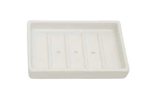 Ceramic soap dish on isolated white background. Empty bathroom accessory fo.. 写真素材