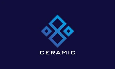 Ceramic square blue color logo vector symbol decoration interior exterior b.. Illustrazione stock