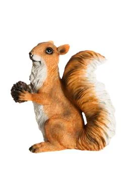 Ceramic squirrel. White background Stock Photos