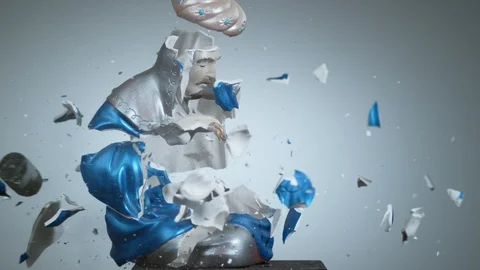 Ceramic statue shattering in super slow motion, shot with Phantom Flex 4K Stock Footage 101243625