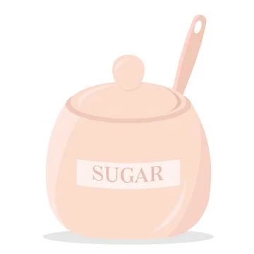 Ceramic sugar jar isolated on white background Stock Illustration