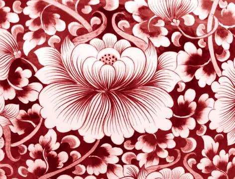 Ceramic surface background with flowers. Stock Photos