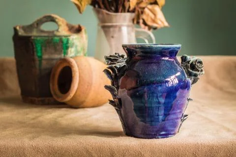 Ceramic on table 스톡 사진