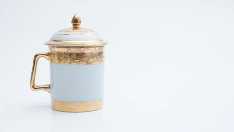 Ceramic  teacup on white background. Foto stock
