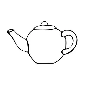 Ceramic teapot hand drawn vector illustration. Stock Illustration