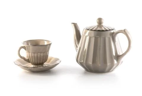 Ceramic teapot on white background 写真素材