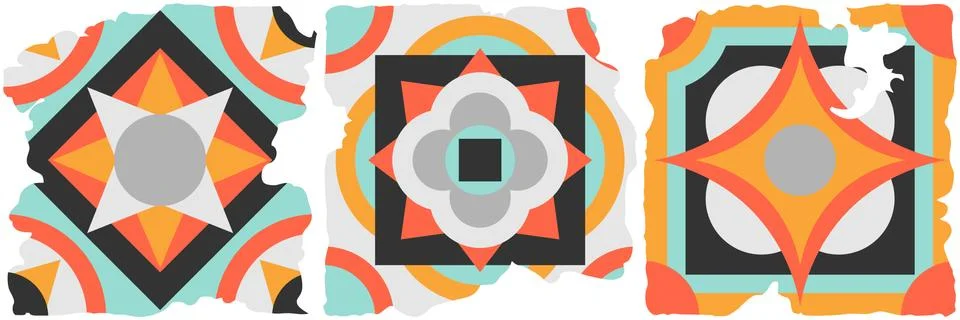 Ceramic tile abstract pattern. Geometric simple motif. Mexican talavera Stock Illustration